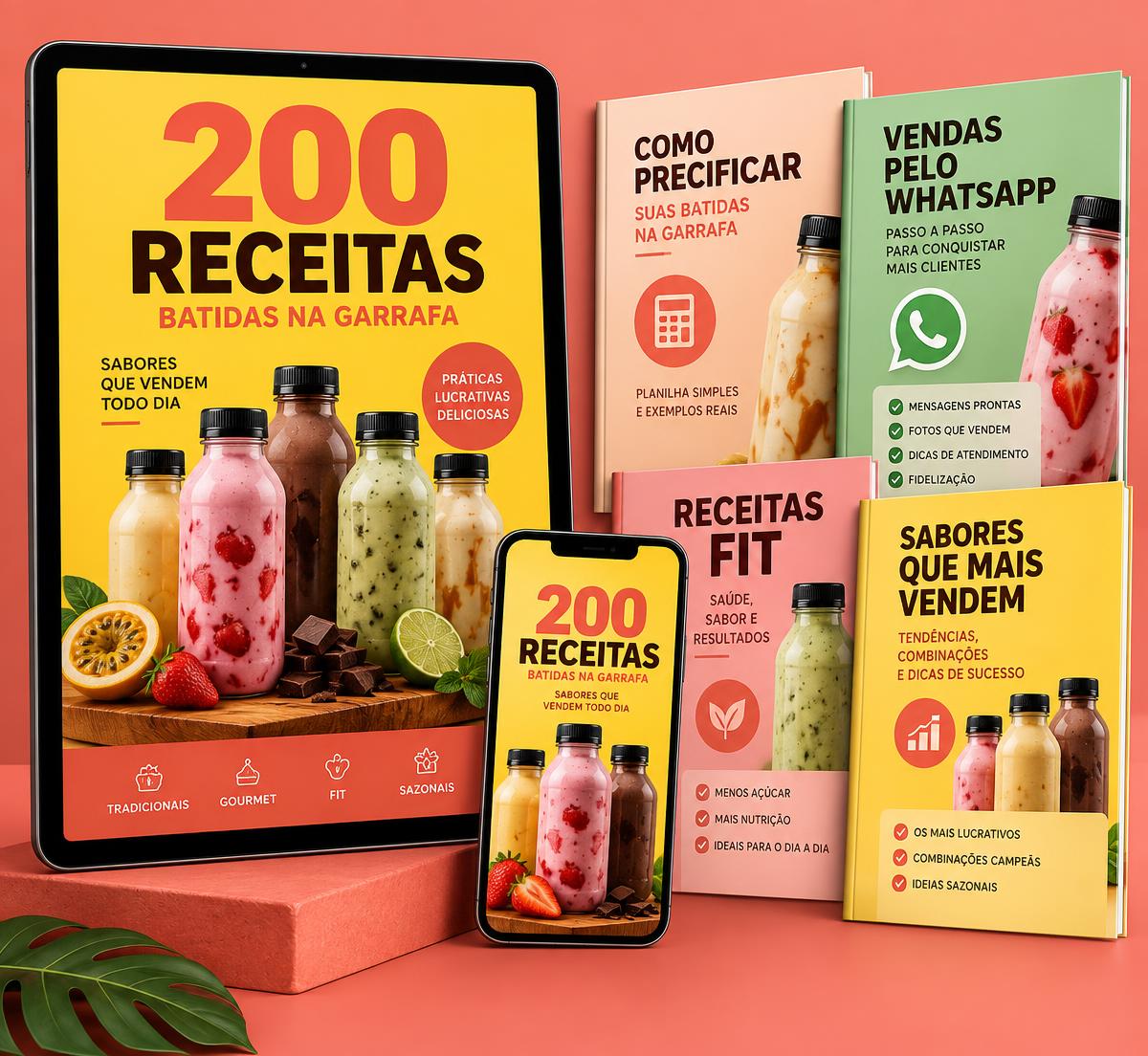 Kit digital com as 200 receitas e materiais extras